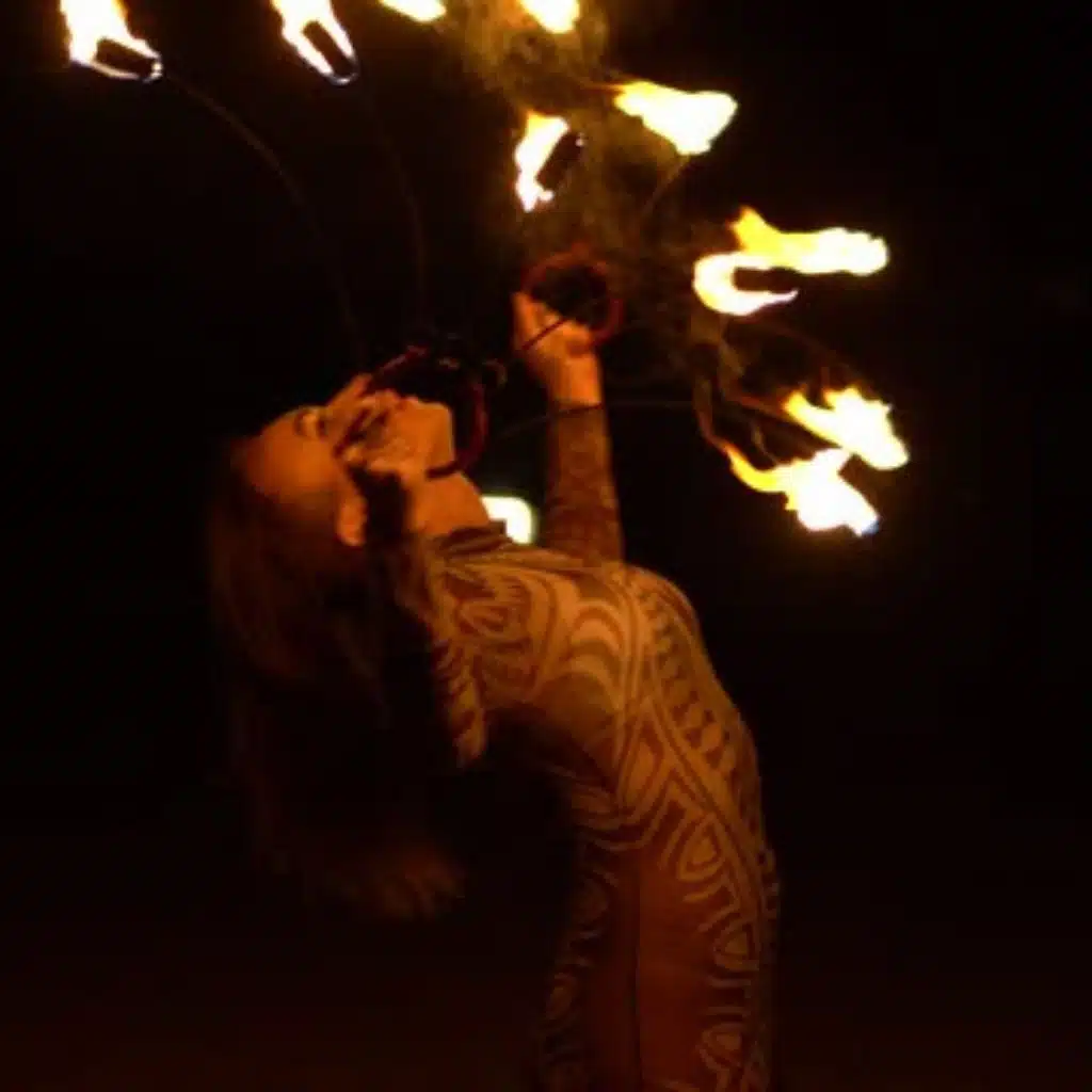 Female fire dancer