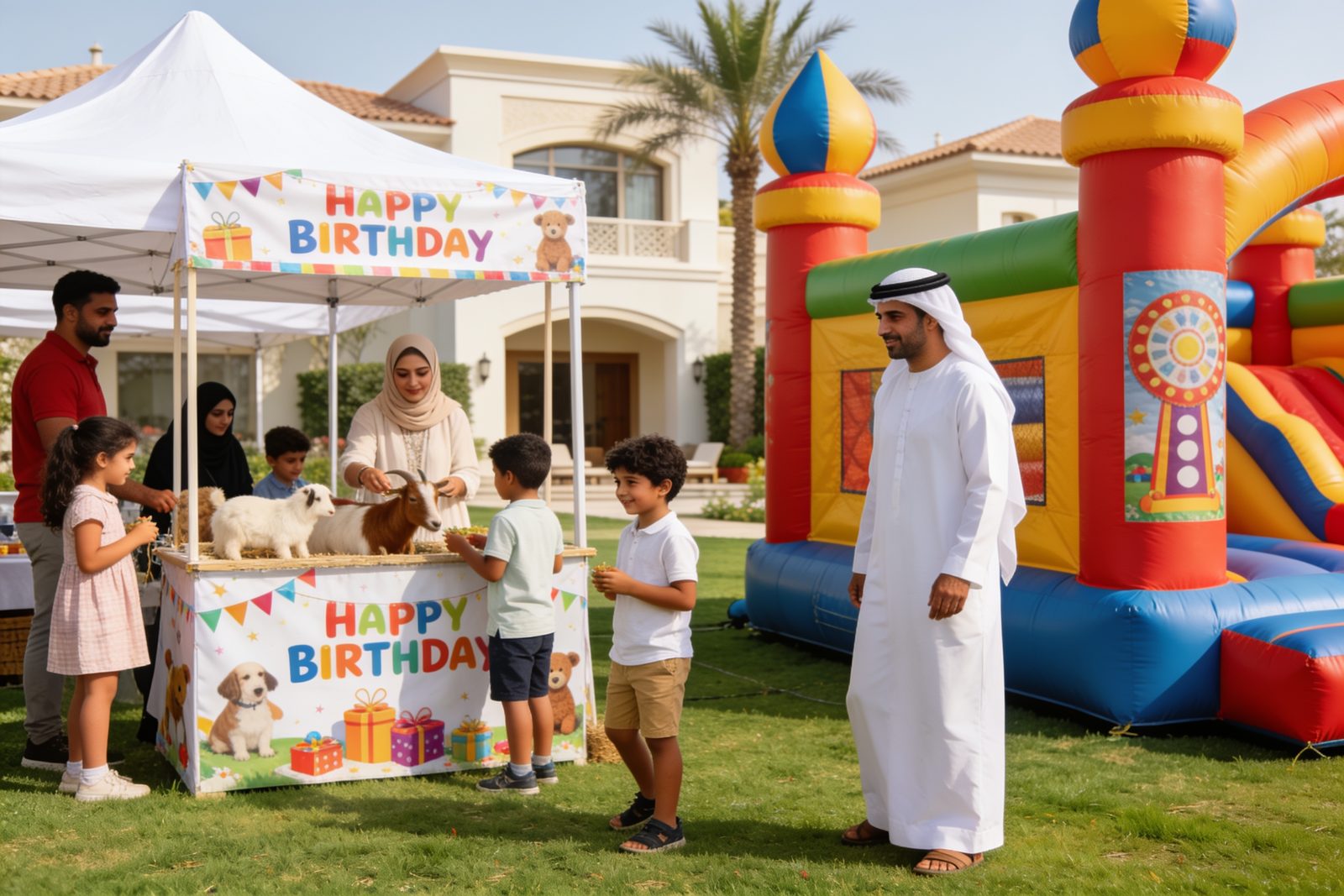 Kids party with games in a Dubai villa garden