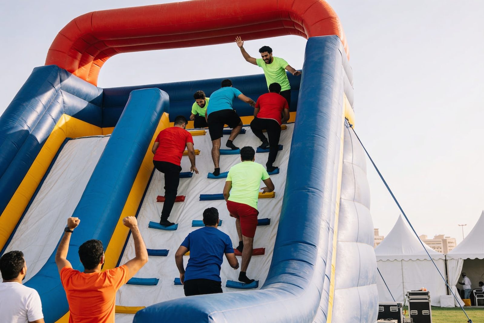 Giant inflatable obstacle course with climbing wall in Dubai