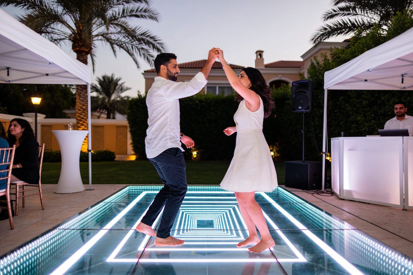 3D infinity mirror dance floor at a private party in Dubai