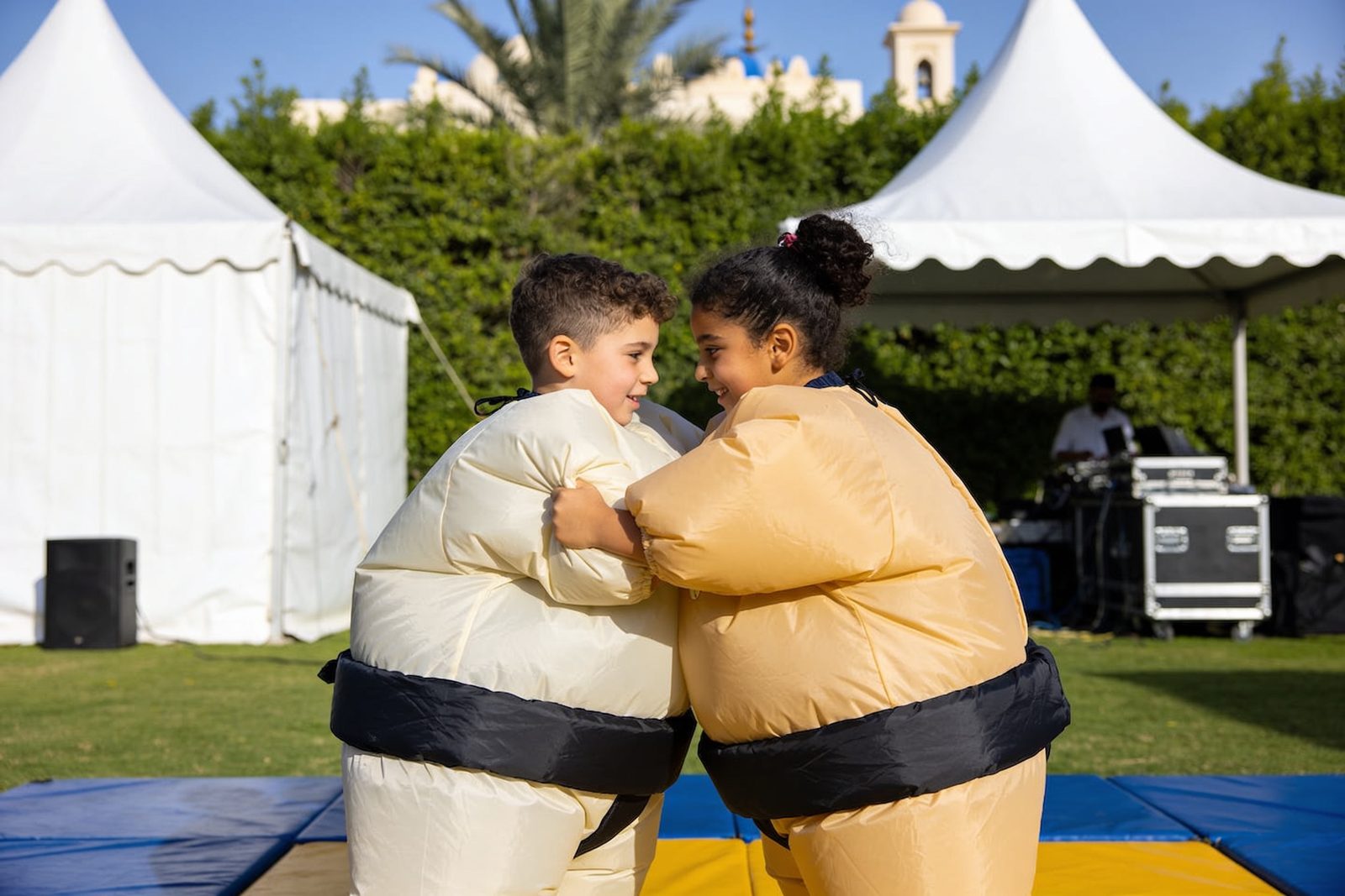 Kids in sumo suits at a birthday party in Dubai